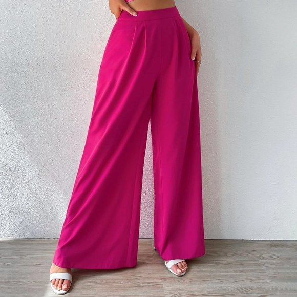 Pink Boho Womens Floral Print One Shoulder Top & Wide Leg Pants - Picture 4 of 5